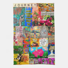 Buntes Media Pop Art Reise Collage Küchentuch