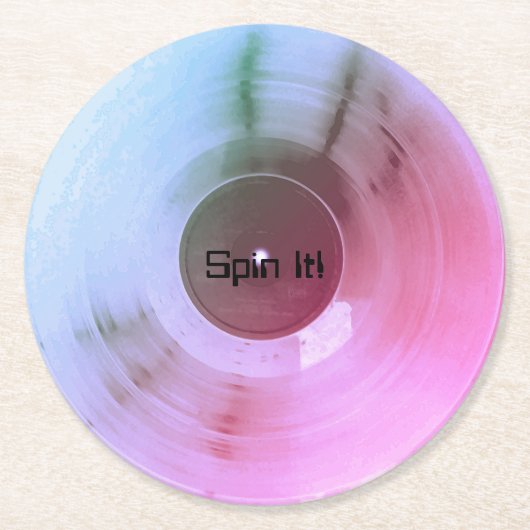 Buntes metallisches VinylRetro Abdeckung Runder Pappuntersetzer (Vorderseite)