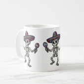 Buntes mexikanisches Skelett Kaffeetasse (Vorderseite Links)