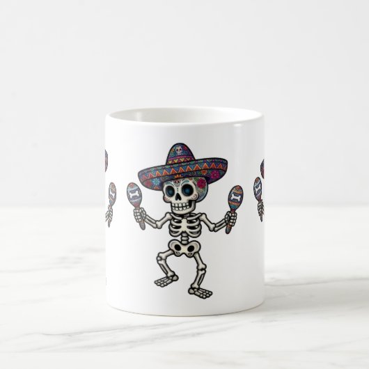 Buntes mexikanisches Skelett Kaffeetasse (Mittel)