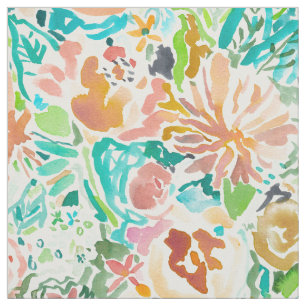 Buntes mit BlumenAquarell SANTA CRUZ Stoff