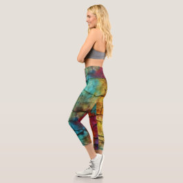 Buntes modernes abgenutztes abstraktes Monogramm Capri Leggings