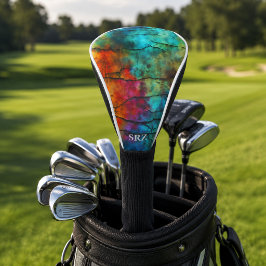Buntes modernes abgenutztes abstraktes Monogramm Golf Headcover