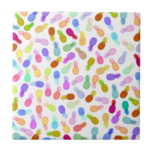 Buntes modernes Ananasmuster des Aquarells Fliese (Vorderseite)