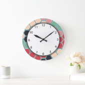 Buntes modernes Hexagon-Muster Große Wanduhr (Zuhause)