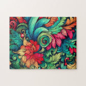 Buntes modernes vintage Blumenmuster Puzzle (Horizontal)