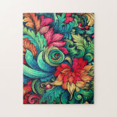 Buntes modernes vintage Blumenmuster Puzzle (Vertikal)