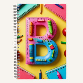 📚 Buntes Monogramm Buchstabe B Zurück zur Schule Notizblock