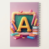 🖍️ Buntes Monogramm-Buchstabe Schul-Lernset Notizblock (Rückseite)