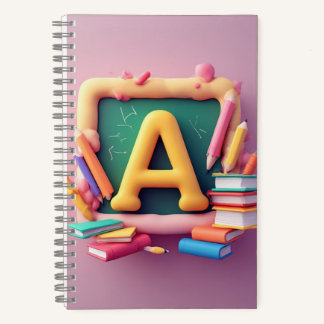 🖍️ Buntes Monogramm-Buchstabe Schul-Lernset Notizblock