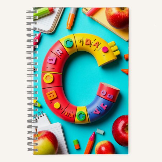🎒 Buntes Monogramm-Buchstaben-Schulalphabet-Set � Notizblock (Vorderseite)