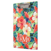 Buntes Monogramm des Hibiskus-Muster-| Klemmbrett (Links)