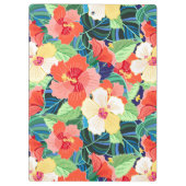 Buntes Monogramm des Hibiskus-Muster-| Klemmbrett (Rückseite)