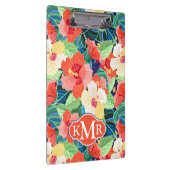 Buntes Monogramm des Hibiskus-Muster-| Klemmbrett (Rechts)