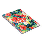 Buntes Monogramm des Hibiskus-Muster-| Notizblock (Rechte Seite)