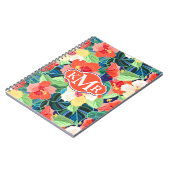 Buntes Monogramm des Hibiskus-Muster-| Notizblock (Linke Seite)