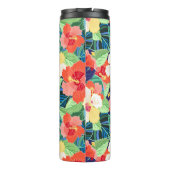 Buntes Monogramm des Hibiskus-Muster-| Thermosbecher (Rückseite)