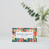 Buntes Monogramm des Hibiskus-Muster-| Visitenkarte (Stehend Vorderseite)