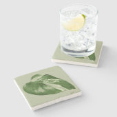 Buntes Monstera-Blatt – Echtes Pflanzenkunstwerk Steinuntersetzer (Seitenansicht)