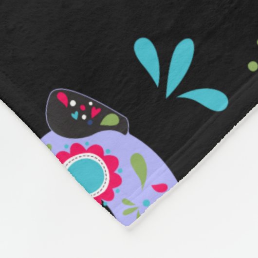 Buntes Mops-Zuckerschädel-Muster Fleecedecke (Ecke)