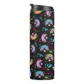 Buntes Mops-Zuckerschädel-Muster-Getränk Thermosbecher (Nach rechts gedreht)