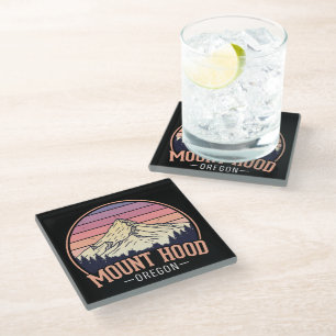 Buntes Mount Hood Oregon – Retro Reise Glasuntersetzer