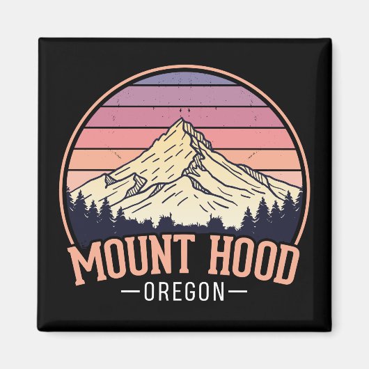 Buntes Mount Hood Oregon – Retro Reise Magnet (Vorne)