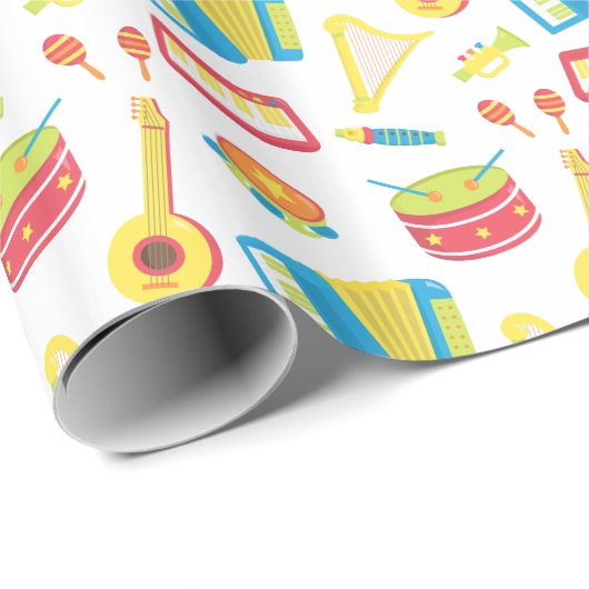 Buntes Musikinstrument-Muster für Kinder Geschenkpapier (Rolleneckpunkt)