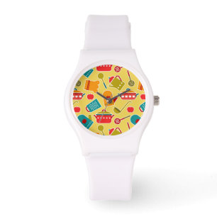 Buntes Muster der Küchengeräte Armbanduhr
