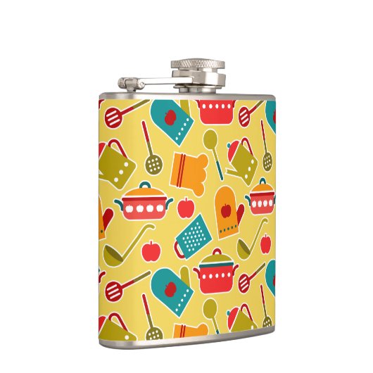 Buntes Muster der Küchengeräte Flachmann (Rechts)