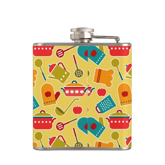 Buntes Muster der Küchengeräte Flachmann (Rückseite)