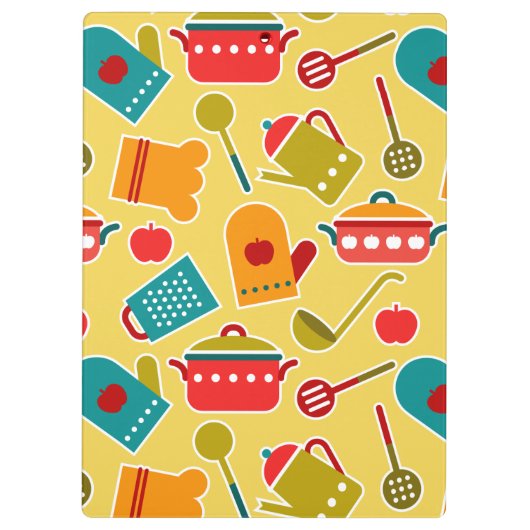Buntes Muster der Küchengeräte Klemmbrett (Rückseite)