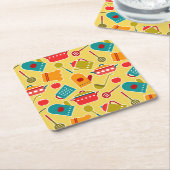 Buntes Muster der Küchengeräte Rechteckiger Pappuntersetzer (angewinkelt)