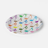 Buntes Muster der musikalischen Anmerkungen Pappteller (Schrägansicht)