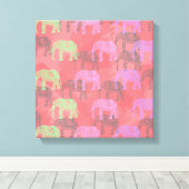 buntes Muster von Stamm-Blumen-Elefanten Leinwanddruck (Insitu (Holzboden))