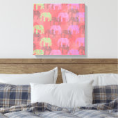 buntes Muster von Stamm-Blumen-Elefanten Leinwanddruck (Insitu (Schlafzimmer))