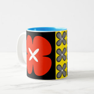 buntes mutiges grafisches BlumenCaféOlé 11oz. Zweifarbige Tasse