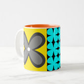buntes mutiges grafisches BlumenCaféOlé 11oz. Zweifarbige Tasse (Vorderseite Links)