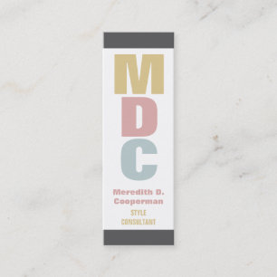 Buntes mutiges Mod-Monogramm Mini Visitenkarte