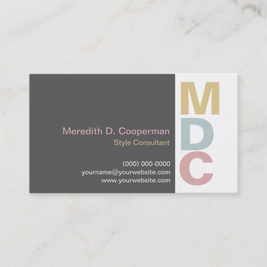 Buntes mutiges Monogramm Visitenkarte (Vorderseite)