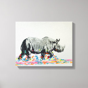 Buntes Nashorn Leinwanddruck