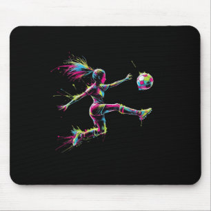 Buntes Neon-Mädchen-Fußball-Kunst-Splash-Sport-Des Mousepad