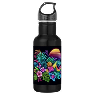Buntes Neon Tropisch/Hawaiianisch Edelstahlflasche