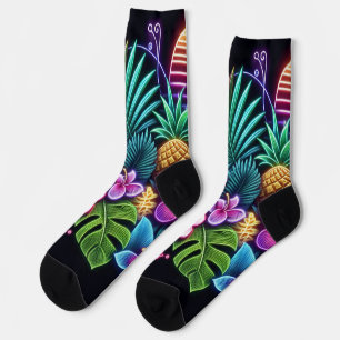Buntes Neon Tropisch/Hawaiianisch Socken