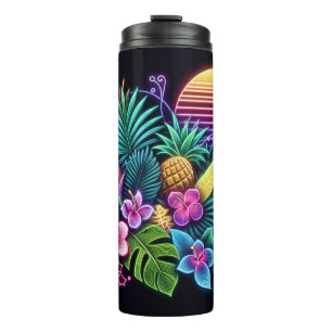Buntes Neon Tropisch/Hawaiianisch Thermosbecher