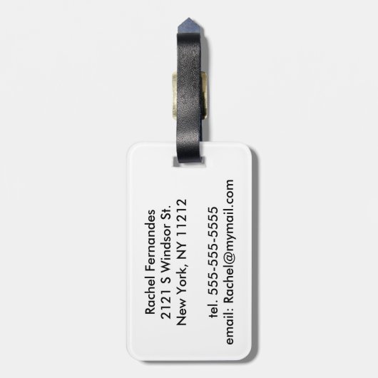 Buntes NeonAquarell mit schwarzen Palmen Gepäckanhänger (Rückseite vertikal)