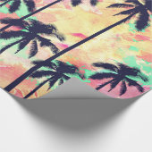 Buntes NeonAquarell mit schwarzen Palmen Geschenkpapier (Ecke)