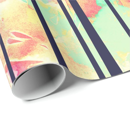 Buntes NeonAquarell mit schwarzen Palmen Geschenkpapier (Rolleneckpunkt)