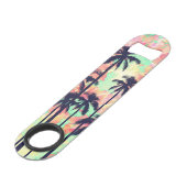 Buntes NeonAquarell mit schwarzen Palmen Speed Flaschenöffner (Rückseite Schrägansicht)