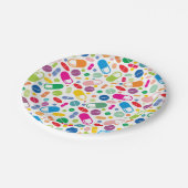 Buntes Neondrogen-Muster Pappteller (Schrägansicht)